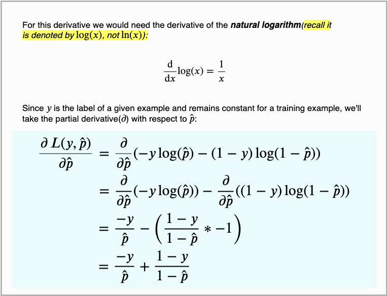 Fig 15. The derivative of the Binary Cross-Entropy Loss function