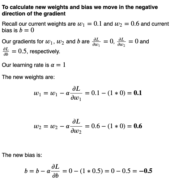 Fig 23. Calculating new weights and bias