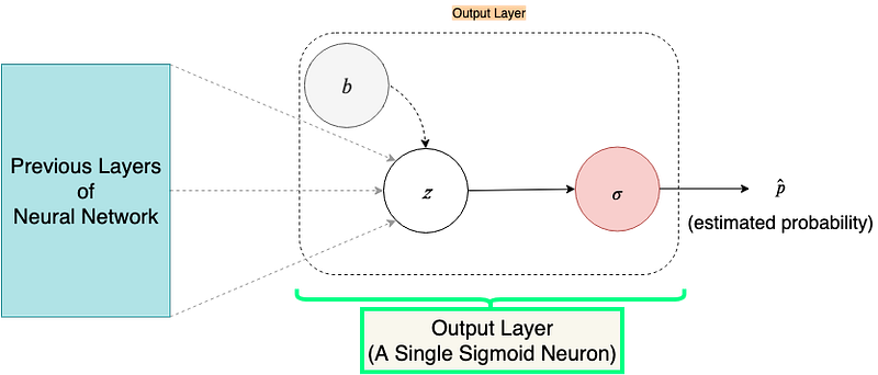 Fig 6. Structure of the output layer of any binary classification neural network