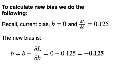 Fig 24. Calculated new bias using gradient descent