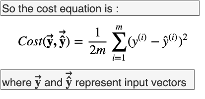 Fig 34. Cost function showing it takes input vectors