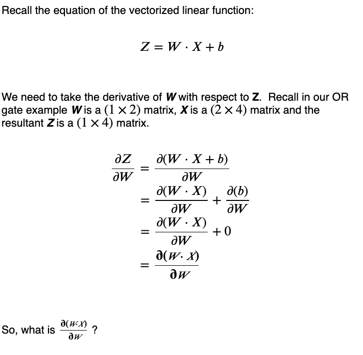 Fig 57.a. Figuring out the derivative of the dot product.
