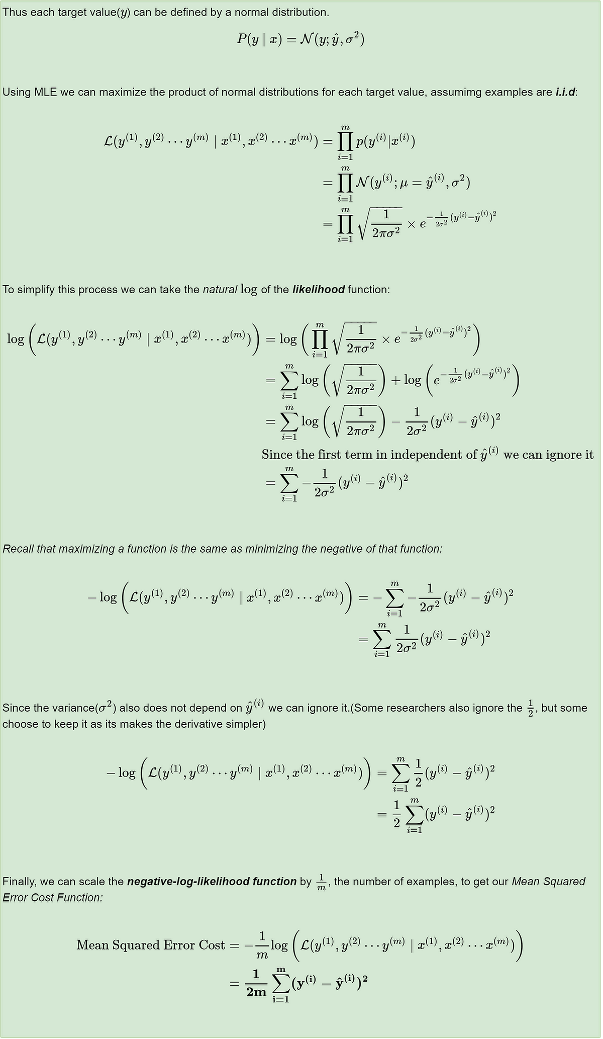 Fig 2. Deriving MSE through MLE